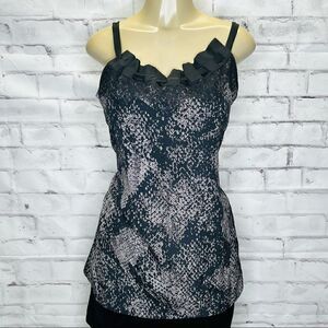 Tahari snakeskin print top with  ribbon tie size L